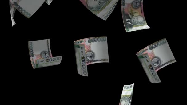 Caída Laos Dinero Fondo Animación Billetes — Vídeo de stock