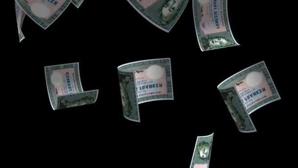 Spadające Liechtenstein Pieniądze Banknot Animacja Tle — Wideo stockowe