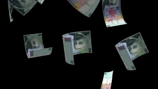Düşen Romanya Para Banknotu Animasyon Arkaplanı — Stok video