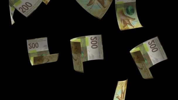 Padající Švýcarsko Peníze Bankovky Animace Pozadí — Stock video