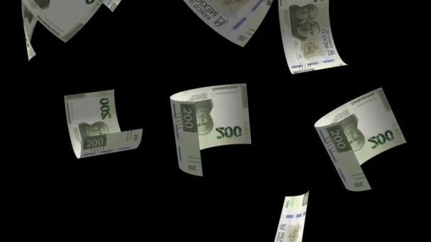 Meksika Düşen Para Banknotu Animasyon Arkaplanı — Stok video