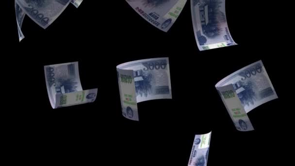 Βόρεια Κορέα Πτώση Money Banknote Animation Background — Αρχείο Βίντεο
