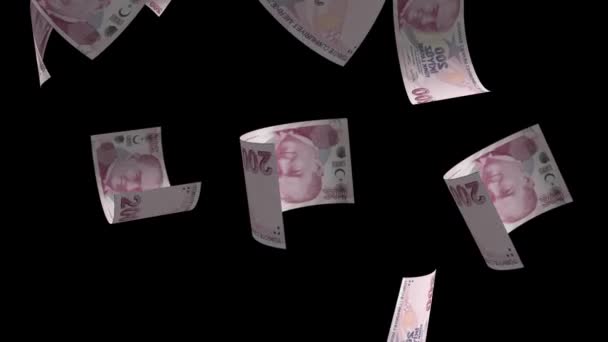 Türkiye Düşen Para Banknotu Animasyon Arkaplanı — Stok video