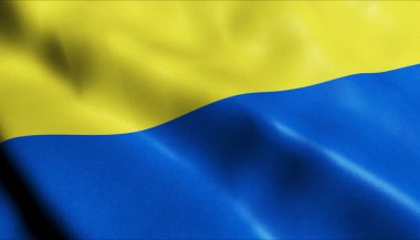 Benesov 'un sallanan Çek şehir bayrağının 3D görüntüsü