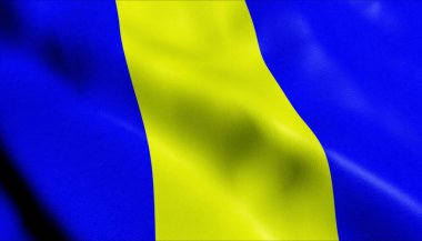 Bechyne 'in sallanan Çek şehir bayrağının 3D görüntüsü