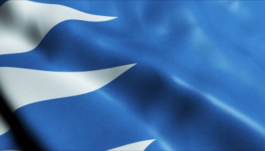 Trutnov 'un sallanan Çek şehir bayrağının 3D görüntüsü