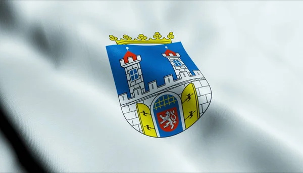 Иллюстрация Размахивающего Чешским Городским Флагом Хомутова — стоковое фото