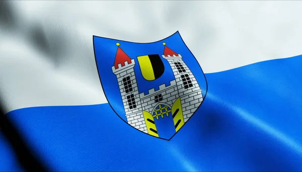Ilustracja Machającej Czeskiej Flagi Miasta Jicin — Zdjęcie stockowe