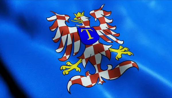 Illustration Vinkande Tjeckisk Stad Flagga Moravska Trebova — Stockfoto
