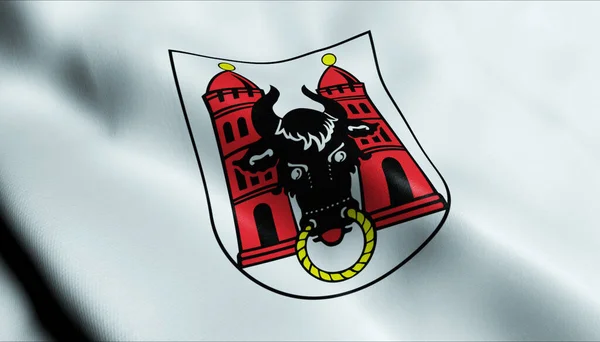 Illustratie Van Een Wapperende Tsjechische Stadsvlag Van Prerov — Stockfoto