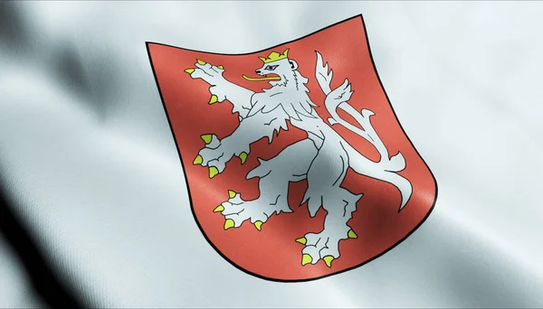 Ilustracja Machającej Czeskiej Flagi Miasta Tachov — Zdjęcie stockowe