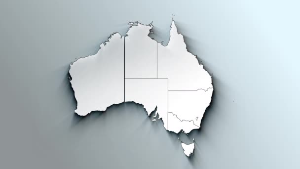 Mappa Bianca Moderna Dell Australia Con Stati Territori — Video Stock