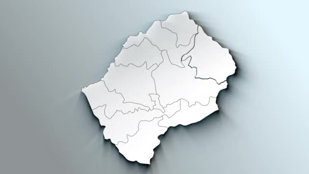 Lesotho Modern Fehér Térképe Kerületekkel — Stock videók