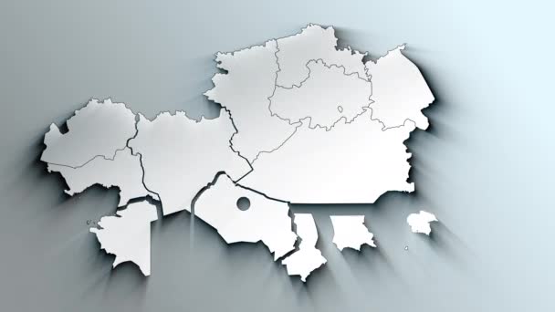 Moderne Weiße Karte Von Kasachstan Mit Regionen — Stockvideo