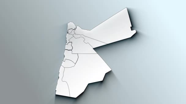 Nowoczesna Biała Mapa Jordanii Governorates — Wideo stockowe