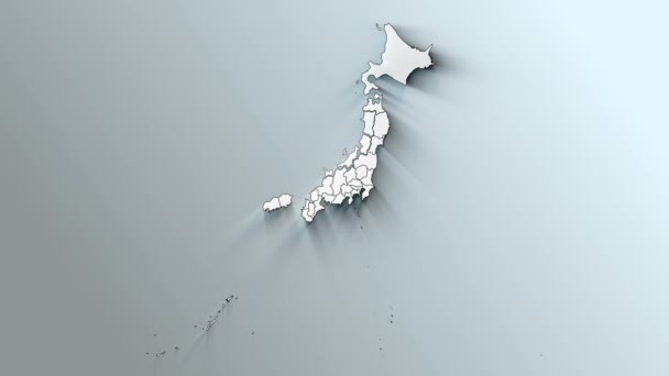 Carte Blanche Moderne Japon Avec Préfectures — Video