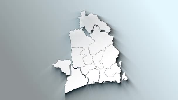 Σύγχρονος Λευκός Χάρτης Ακτής Ελεφαντοστού Περιφέρειες — Αρχείο Βίντεο