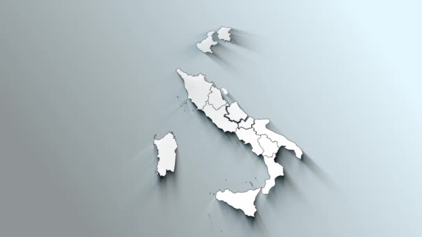 Mapa Branco Moderno Itália Com Regiões — Vídeo de Stock