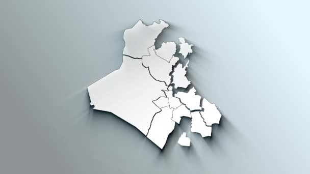 Moderne Weiße Landkarte Des Irak Mit Gouvernements — Stockvideo