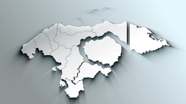 Mappa Bianca Moderna Honduras Con Dipartimenti — Video Stock