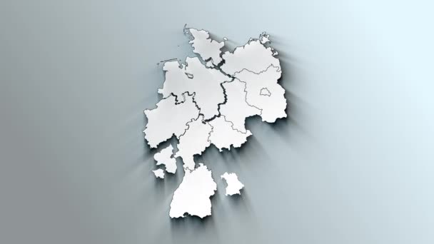 Mapa Branco Moderno Alemanha Com Estados — Vídeo de Stock