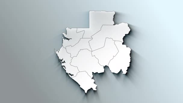 Nowoczesna Biała Mapa Gabonu Prowincjami — Wideo stockowe