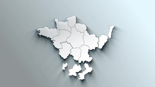 Mapa Branco Moderno França Com Regiões — Vídeo de Stock