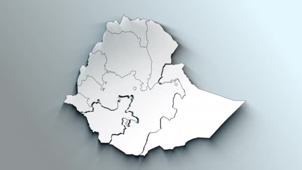 Mappa Bianca Moderna Dell Etiopia Con Regioni — Video Stock