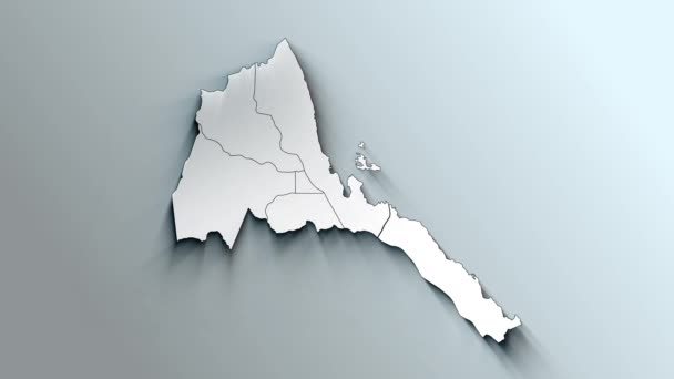 厄立特里亚附有区域的现代白色地图 — 图库视频影像