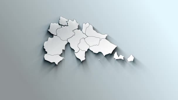 Современная Белая Карта Доминиканской Республики Провинциями — стоковое видео