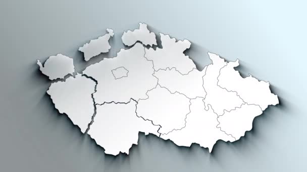 Mapa Blanco Moderno República Checa Con Regiones — Vídeo de stock
