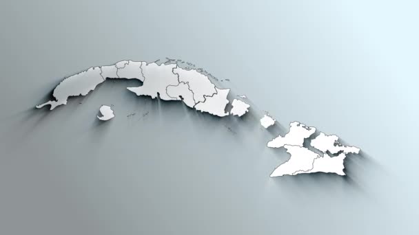 Σύγχρονος Λευκός Χάρτης Της Κούβας Επαρχίες — Αρχείο Βίντεο