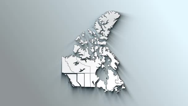 Moderne Witte Kaart Van Canada Met Provincies Gebieden — Stockvideo