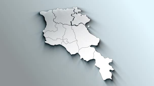 Mapa Blanco Moderno Armenia Con Provincias — Vídeo de stock