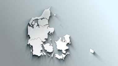Bölgeli Modern Danimarka Beyaz Haritası