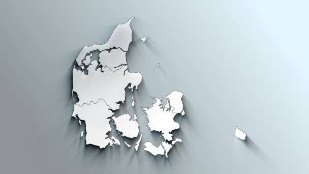 Σύγχρονος Λευκός Χάρτης Της Δανίας Περιφέρειες — Αρχείο Βίντεο