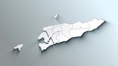 Belediyeli Modern Doğu Timor Beyaz Haritası