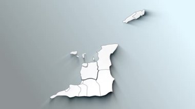 Bölgeli Modern Trinidad ve Tobago Beyaz Haritası