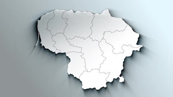 Modern White Map Lithuania Counties — Stock Video
