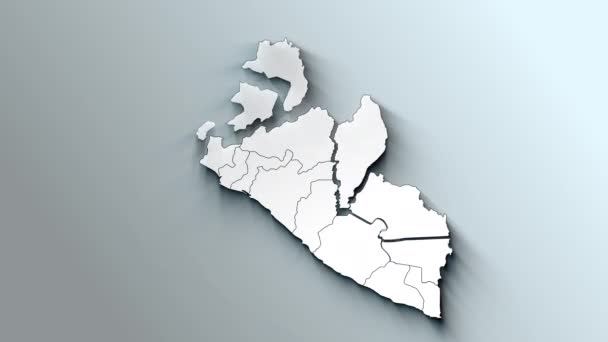 Nowoczesna Biała Mapa Liberii Hrabstwami — Wideo stockowe