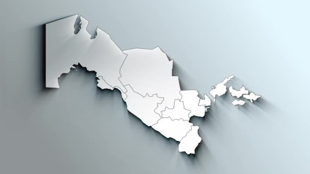 乌兹别克斯坦具有区域的现代白色地图 — 图库视频影像