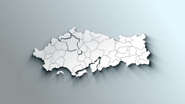 Σύγχρονος Λευκός Χάρτης Της Τουρκίας Επαρχίες — Αρχείο Βίντεο