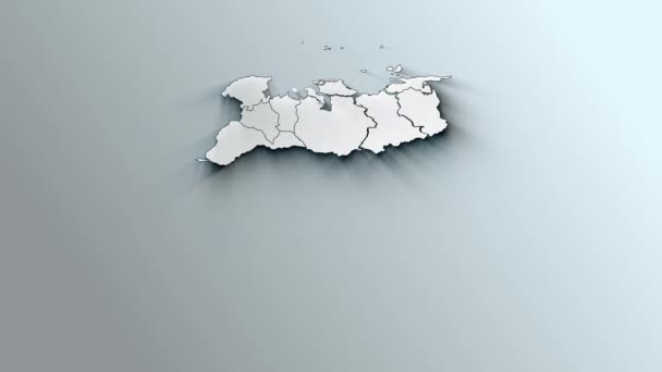 Modern White Map Venezuela States — Stock Video