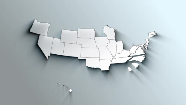 Mapa Branco Moderno Dos Estados Unidos Com Estados — Vídeo de Stock