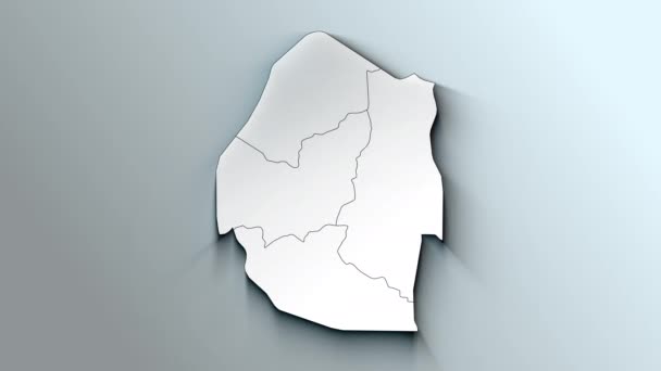 Mappa Bianca Moderna Dello Swaziland Con Regioni — Video Stock