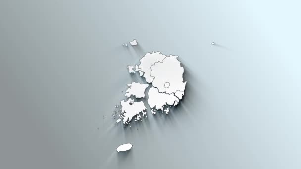 Eyaletleri Olan Güney Kore Nin Modern Beyaz Haritası — Stok video