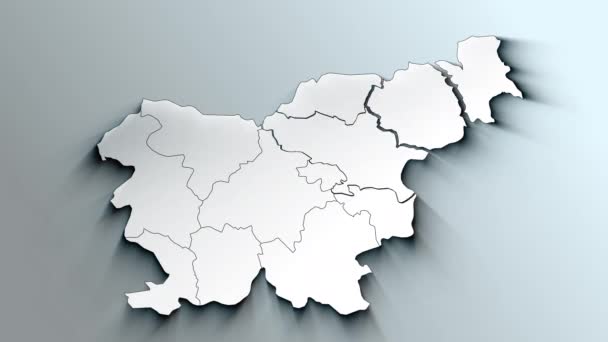 Peta Putih Modern Slovenia Dengan Wilayah Statistik — Stok Video