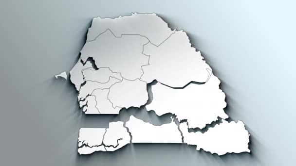 Nowoczesna Biała Mapa Senegalu Regionami — Wideo stockowe
