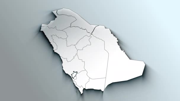 Σύγχρονος Λευκός Χάρτης Της Σαουδικής Αραβίας Περιφέρειες — Αρχείο Βίντεο