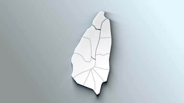 Nowoczesna Biała Mapa Saint Lucia Dzielnicami — Wideo stockowe
